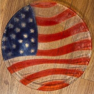Vintage Hostess Patriotic American Flag serving platter